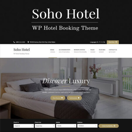 Soho Hotel Booking Hotel WordPress Theme